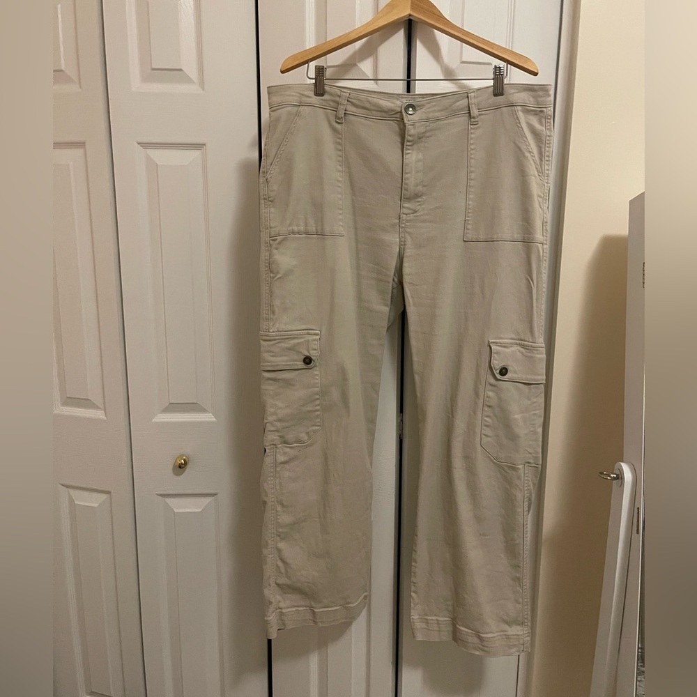 Women's Wide Leg Cargo Beige Pants